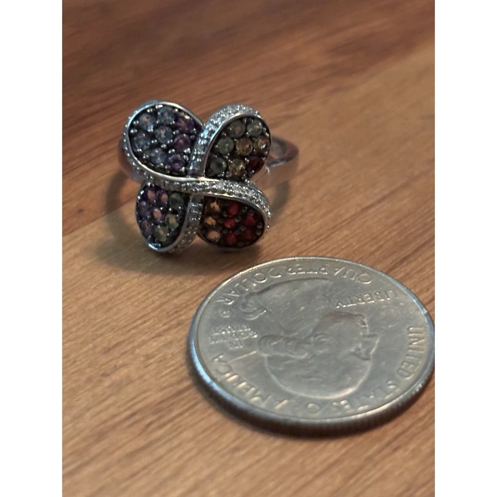 Sterling Silver Multi Gemstone Ring Size 7